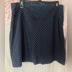 Keren Hart Navy Blue White Polkadot Stretch Mini Skort Size Large